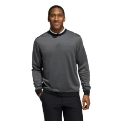 ADIDAS Go-To Crewneck Pullover -Golf Bag Sales adidas go to crewneck pullover black grey six 01 73291.1676597076