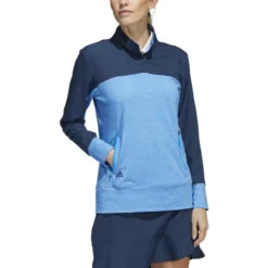ADIDAS Women's Colorblock Quarter Snap Jacket 8 ADIDAS Women's Colorblock Quarter Snap Jacket -Golf Bag Sales adidas womens colorblock quarter snap jacket blue rush 01 16480.1676583506