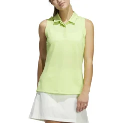 ADIDAS Women's Primeblue Ottoman Stripe Sleeveless Polo -Golf Bag Sales adidas womens primeblue ottoman stripe sleeveless polo pulse lime 01 52993.1647972767