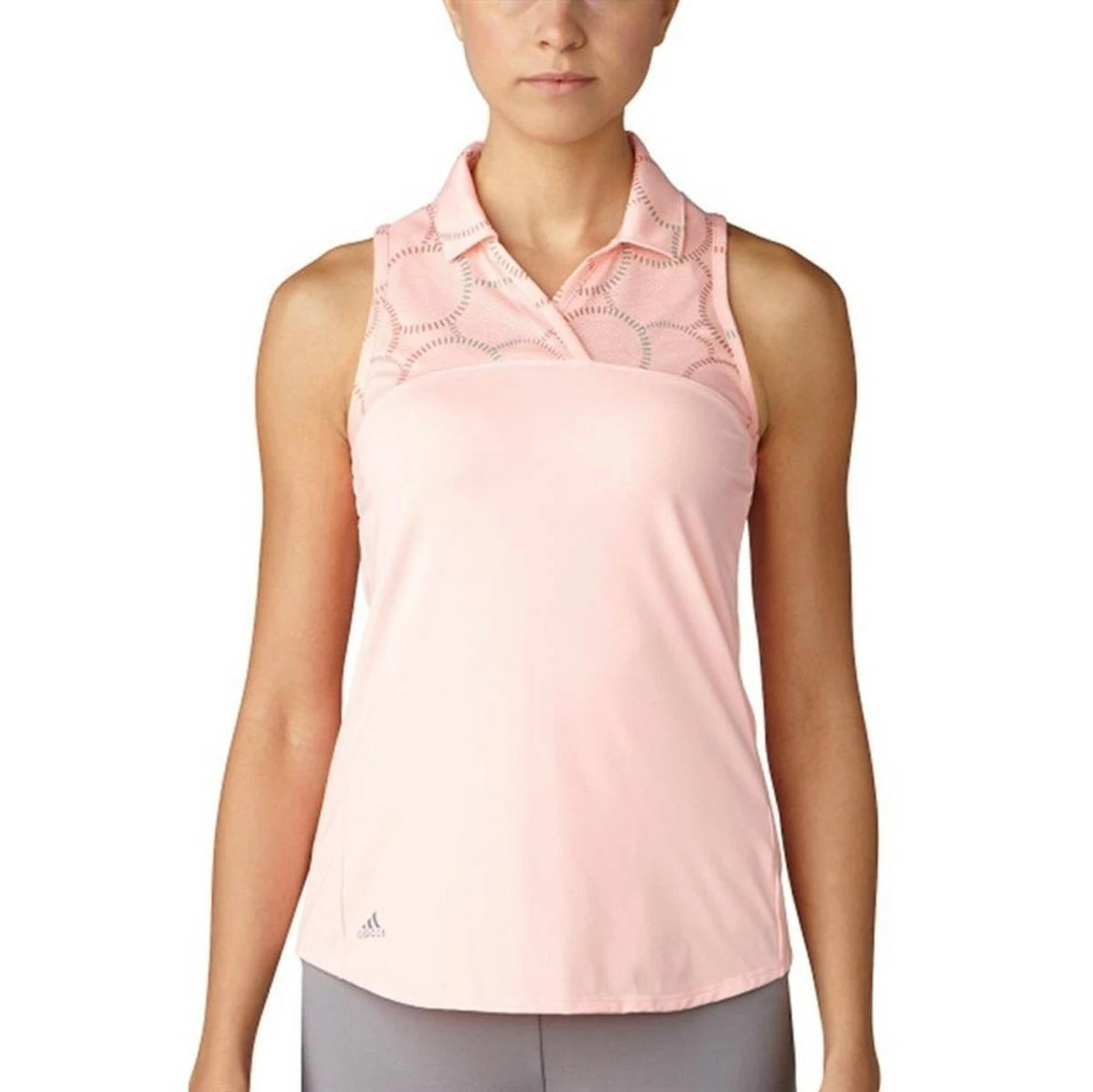 ADIDAS Women's Printed Sport Mesh Sleeveless Polo 2 ADIDAS Women's Printed Sport Mesh Sleeveless Polo - Image 2