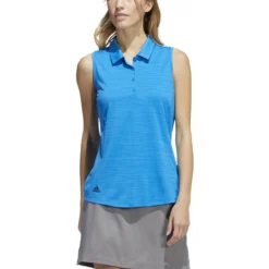 ADIDAS Women's Space-Dyed Sleeveless Polo -Golf Bag Sales adidas womens space dyed sleeveless polo blue rush crew navy 01 90333.1647975079