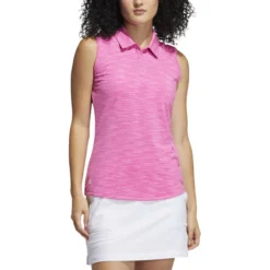 ADIDAS Women's Spacedye Sleeveless Polo -Golf Bag Sales adidas womens spacedye sleeveless polo screaming pink wild pink 01 77499.1631905890