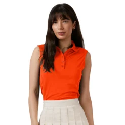Antigua Women's Tribute Sleeveless Polo -Golf Bag Sales antigua womens tribute sleeveless polo mango 01 32846.1676590508