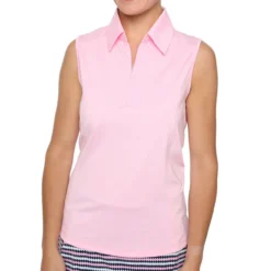 BELYN KEY Women's Mesh Panel Sleeveless Polo