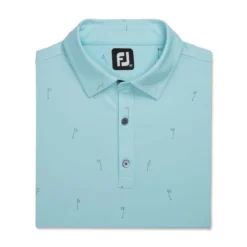 FootJoy 18 Holes Print Lisle Self Collar Polo -Golf Bag Sales footjoy 18 holes print lisle self collar polo azure 04 27159.1673903795