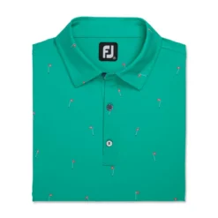 FootJoy 18 Holes Print Lisle Self Collar Polo -Golf Bag Sales footjoy 18 holes print lisle self collar polo sea green 04 43734.1673902812
