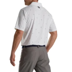 FootJoy 18 Holes Print Lisle Self Collar Polo -Golf Bag Sales footjoy 18 holes print lisle self collar polo white 02 59574.1673899484