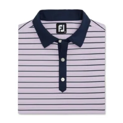 FootJoy Accented Stripe Lisle Self Collar Polo -Golf Bag Sales footjoy accented stripe lisle self collar polo lavender white navy 04 36010.1673899377