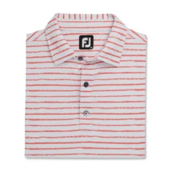 FootJoy Chalk Line Print Stretch Pique Self Collar Polo -Golf Bag Sales footjoy chalk line print stretch pique self collar polo white coral 04 71609.1673899455
