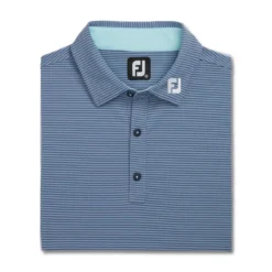 FootJoy Feeder Stripe Mix Stretch Pique Self Collar Polo - FJ Logo -Golf Bag Sales footjoy feeder stripe mix stretch pique self collar polo fj logo bluestone denim 04 24884.1676589324