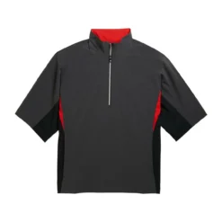 FootJoy FJ Hydrolite Short Sleeve Rain Shirt -Golf Bag Sales footjoy fj hydrolite short sleeve rain shirt heather charcoal black red 01 91341.1676494364
