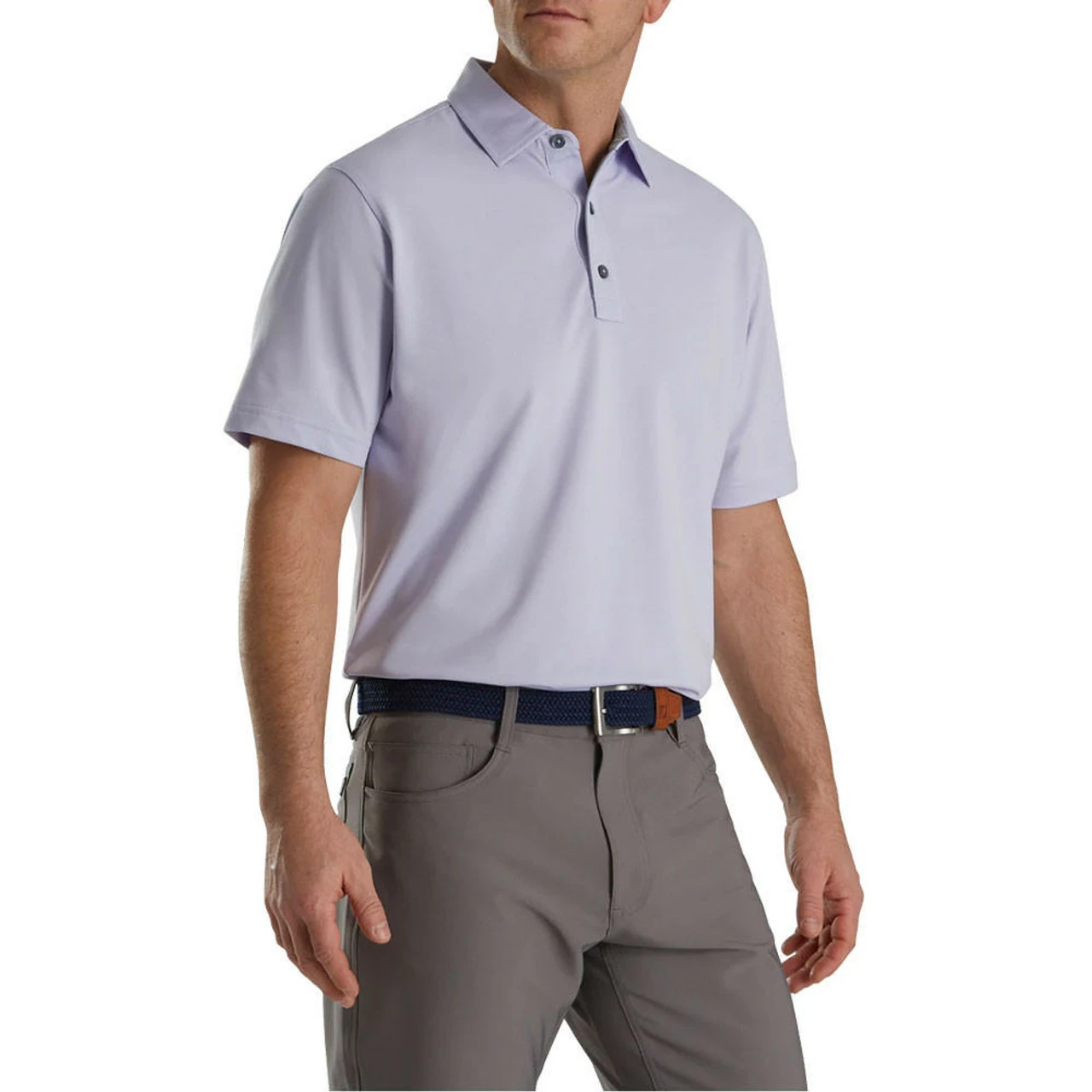 FootJoy Heather Stretch Pique Solid Self Collar Polo - FJ Logo 1 FootJoy Heather Stretch Pique Solid Self Collar Polo - FJ Logo