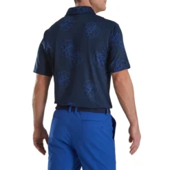 FootJoy Jungle Leaf Print Lisle Self Collar Polo -Golf Bag Sales footjoy jungle leaf print lisle self collar polo navy tonal 02 05230.1673905417