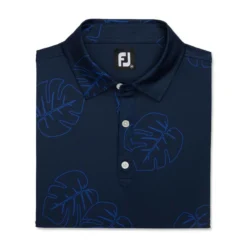 FootJoy Jungle Leaf Print Lisle Self Collar Polo -Golf Bag Sales footjoy jungle leaf print lisle self collar polo navy tonal 04 36166.1673905024