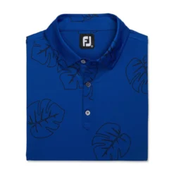 FootJoy Jungle Leaf Print Lisle Self Collar Polo -Golf Bag Sales footjoy jungle leaf print lisle self collar polo ocean black 04 26078.1673901326
