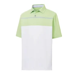 FootJoy Lisle Engineered Pinstripe Self Collar Polo -Golf Bag Sales footjoy lisle engineered pinstripe self collar polo white lime grey 01 38857.1632336617
