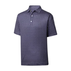 FootJoy Lisle Leaping Dolphins Print Self Collar Polo -Golf Bag Sales footjoy lisle leaping dolphins print self collar polo navy lavender 01 81558.1648733386