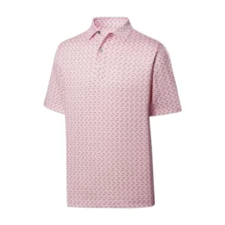 FootJoy Lisle Leaping Dolphins Print Self Collar Polo -Golf Bag Sales footjoy lisle leaping dolphins print self collar polo pink graphite 01 26770.1648733386