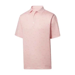 FootJoy Lisle School Of Fish Print Self Collar Polo -Golf Bag Sales footjoy lisle school of fish print self collar polo quartz pink 01 17929.1648732955
