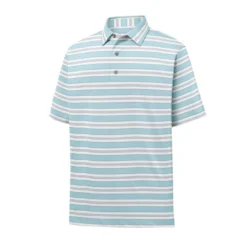 FootJoy Lisle Traditional Stripe Self Collar Polo -Golf Bag Sales footjoy lisle traditional stripe self collar polo ice blue white grey 01 90999.1632336829