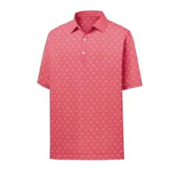 FootJoy Lisle Weather Print Self Collar Polo -Golf Bag Sales footjoy lisle weather print self collar polo cape red 01 92257.1632336140