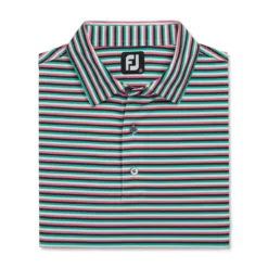 FootJoy Multi Stripe Lisle Self Collar Polo -Golf Bag Sales footjoy multi stripe lisle self collar polo white watermelon navy 04 60813.1673899683