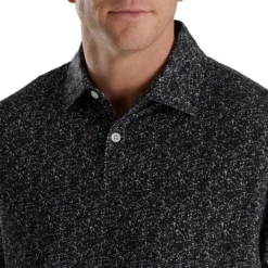 FootJoy Paint Splatter Print Lisle Self Collar Polo -Golf Bag Sales footjoy paint splatter print lisle self collar polo black white 03 70852.1673904902