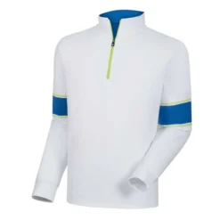 FootJoy Performance Half-Zip With Engineered Sleeves 5 FootJoy Performance Half-Zip With Engineered Sleeves -Golf Bag Sales footjoy performance half zip with engineered sleeves white blue marlin citrus 01 40787.1633109535