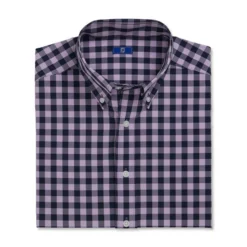 FootJoy Stretch Woven Gingham Shirt -Golf Bag Sales footjoy stretch woven gingham shirt lavender navy 04 86254.1671653289