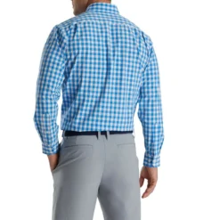 FootJoy Stretch Woven Gingham Shirt -Golf Bag Sales footjoy stretch woven gingham shirt white royal 02 61747.1671651559