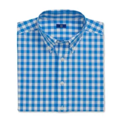 FootJoy Stretch Woven Gingham Shirt -Golf Bag Sales footjoy stretch woven gingham shirt white royal 04 49145.1671652716