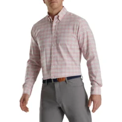 FootJoy Super Soft Woven Plaid Shirt -Golf Bag Sales footjoy super soft woven plaid shirt white coral pink graphite 01 79535.1671652105