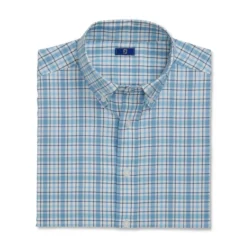 FootJoy Super Soft Woven Plaid Shirt -Golf Bag Sales footjoy super soft woven plaid shirt white dusk blue ink 04 51434.1671654270