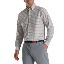 FootJoy Super Soft Woven Plaid Shirt -Golf Bag Sales footjoy super soft woven plaid shirt white sea green watermelon 01 12779.1671654198
