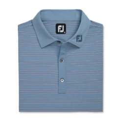 FootJoy Trio Stripe Lisle Self Collar Polo - FJ Logo -Golf Bag Sales footjoy trio stripe lisle self collar polo fj logo denim 04 73866.1676595463