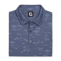 FootJoy Tropic Golf Print Lisle Self Collar Polo -Golf Bag Sales footjoy tropic golf print lisle self collar polo bluestone denim 04 23864.1673906601