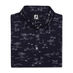 FootJoy Tropic Golf Print Lisle Self Collar Polo -Golf Bag Sales footjoy tropic golf print lisle self collar polo navy white 04 04187.1673900466