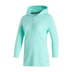 FootJoy Women's 3/4 Sleeve Pinstripe Hoodie -Golf Bag Sales footjoy womens 3 4 sleeve pinstripe hoodie aquamarine 01 58842.1633109315