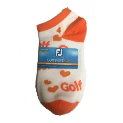 FootJoy Women's ComfortSof Low Cut Heart Print Fashion Sock -Golf Bag Sales footjoy womens comfortsof low cut heart print fashion sock white orange 01 50847.1671656278