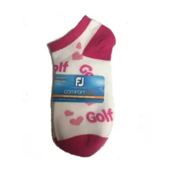 FootJoy Women's ComfortSof Low Cut Heart Print Fashion Sock -Golf Bag Sales footjoy womens comfortsof low cut heart print fashion sock white pink 01 28340.1671656279