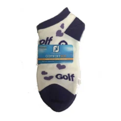 FootJoy Women's ComfortSof Low Cut Heart Print Fashion Sock -Golf Bag Sales footjoy womens comfortsof low cut heart print fashion sock white purple 01 55872.1671656280