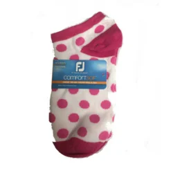 FootJoy Women's ComfortSof Low Cut Polka Dot Print Fashion Sock -Golf Bag Sales footjoy womens comfortsof low cut polka dot print fashion sock white pink 01 24309.1671654815