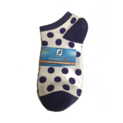FootJoy Women's ComfortSof Low Cut Polka Dot Print Fashion Sock -Golf Bag Sales footjoy womens comfortsof low cut polka dot print fashion sock white purple 01 77250.1671654816