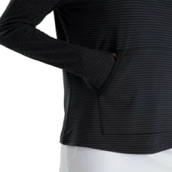FootJoy Women's Half-Zip Tonal Stripe Mid-Layer 39 FootJoy Women's Half-Zip Tonal Stripe Mid-Layer -Golf Bag Sales footjoy womens half zip tonal stripe mid layer black 04 12352.1676595411