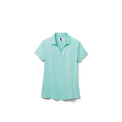 FootJoy Women's Open Placket Space Dye Polo -Golf Bag Sales footjoy womens open placket space dye polo aquamarine white 01 90386.1631902166