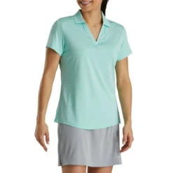 FootJoy Women's Open Placket Space Dye Polo -Golf Bag Sales footjoy womens open placket space dye polo aquamarine white 02 54391.1631902166