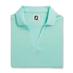 FootJoy Women's Open Placket Space Dye Polo -Golf Bag Sales footjoy womens open placket space dye polo aquamarine white 05 65345.1631902166