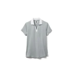 FootJoy Women's Open Placket Space Dye Polo -Golf Bag Sales footjoy womens open placket space dye polo grey white 01 80741.1631902166