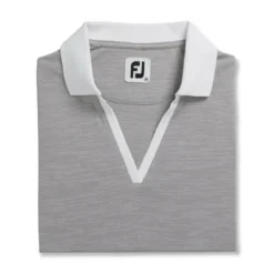 FootJoy Women's Open Placket Space Dye Polo -Golf Bag Sales footjoy womens open placket space dye polo grey white 05 84053.1631902166