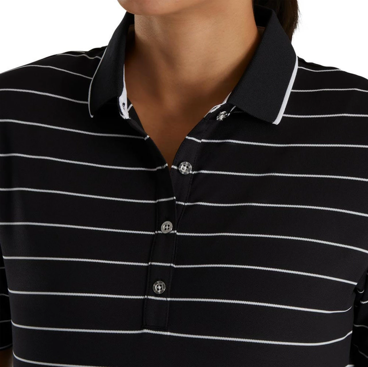 FootJoy Women's Pique Pinstripe Half Sleeve Polo 7 FootJoy Women's Pique Pinstripe Half Sleeve Polo - Image 7